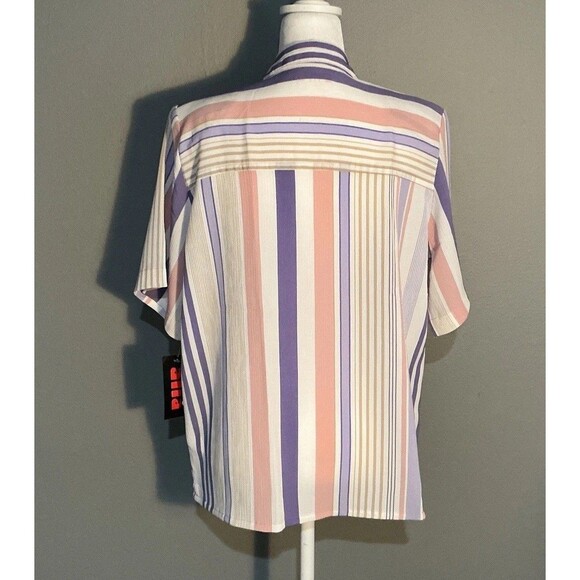 NEW Alia Blouse VINTAGE Striped Short Sleeve Button Down Purple Pink Women’s 12 - Picture 5 of 5